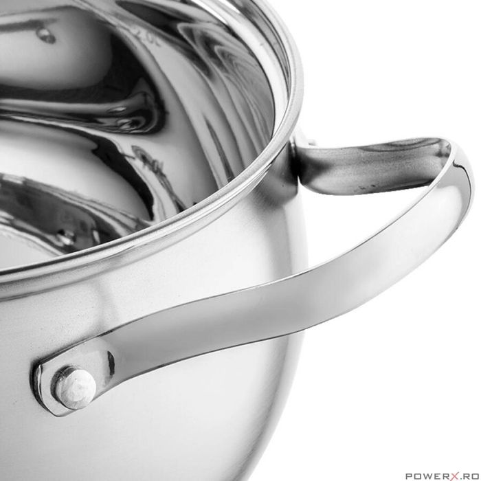 Set 4 oale cu capac, din inox, 1.9 l, 2.6 l, 3.6 l, 4.7 l, Miron