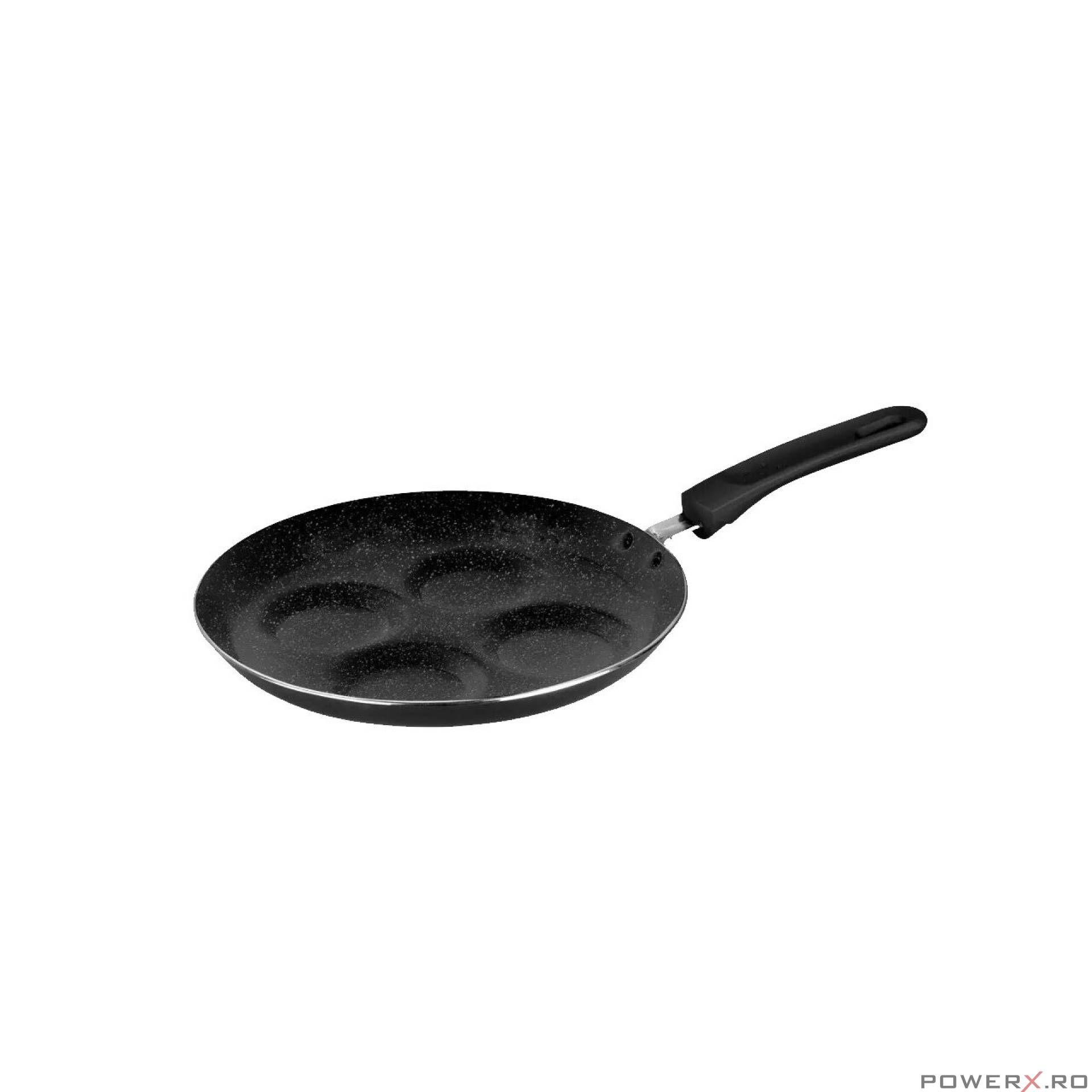 Tigaie pentru ouă si cladite, din aluminiu, 24cm, marmorata, negru,