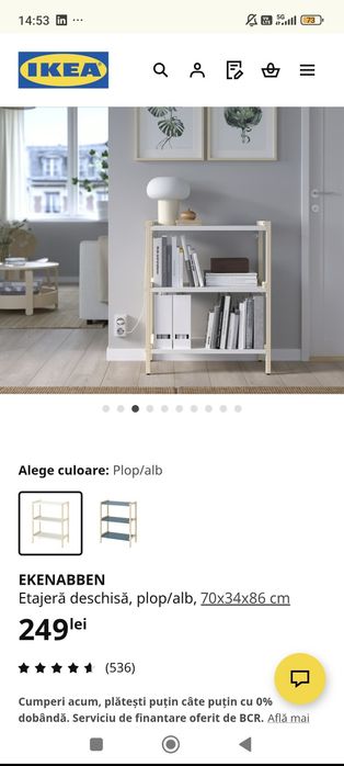 Vand Etajera Ikeea 70x34x86 EKENABBEN
Etajeră deschisăl, plop/alb, 70x