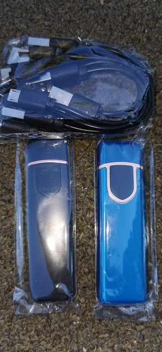 USB зареждаща запалка ветроустойчива без газ синя или черна