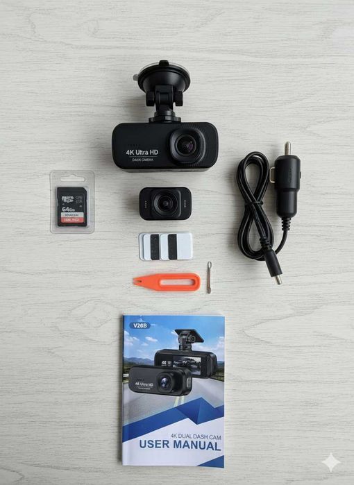 4K Предна и Задна Камера за Кола , Ultra HD Видео регистратор