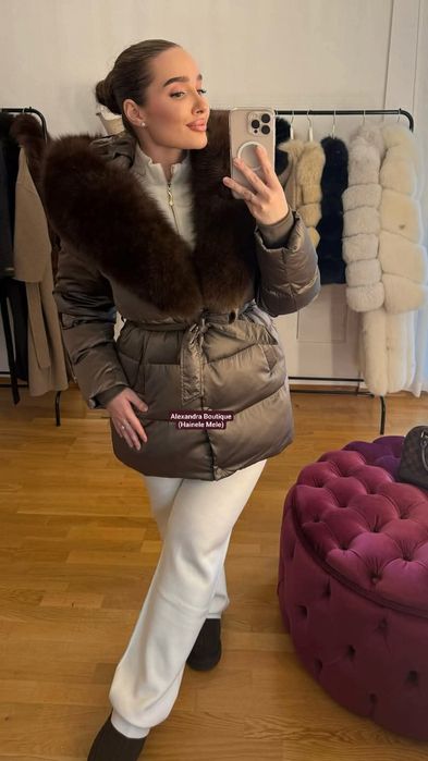 Geaca cu blana naturala de vulpe