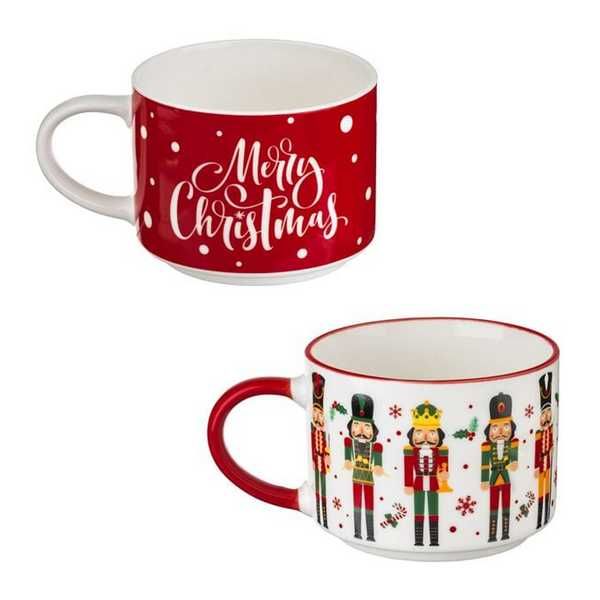 Комплект коледни чаши Mercado Trade, 2бр., За топли напитки, Керамични