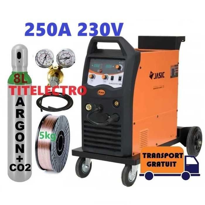 Aparat sudura MIG 250 JASIC + butelie 8L argon CO2 PLINA + ceas +sarma