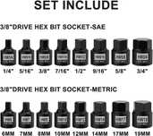 Set de prize cu antrenare hexagonală de impact cu profil redus de 3/8