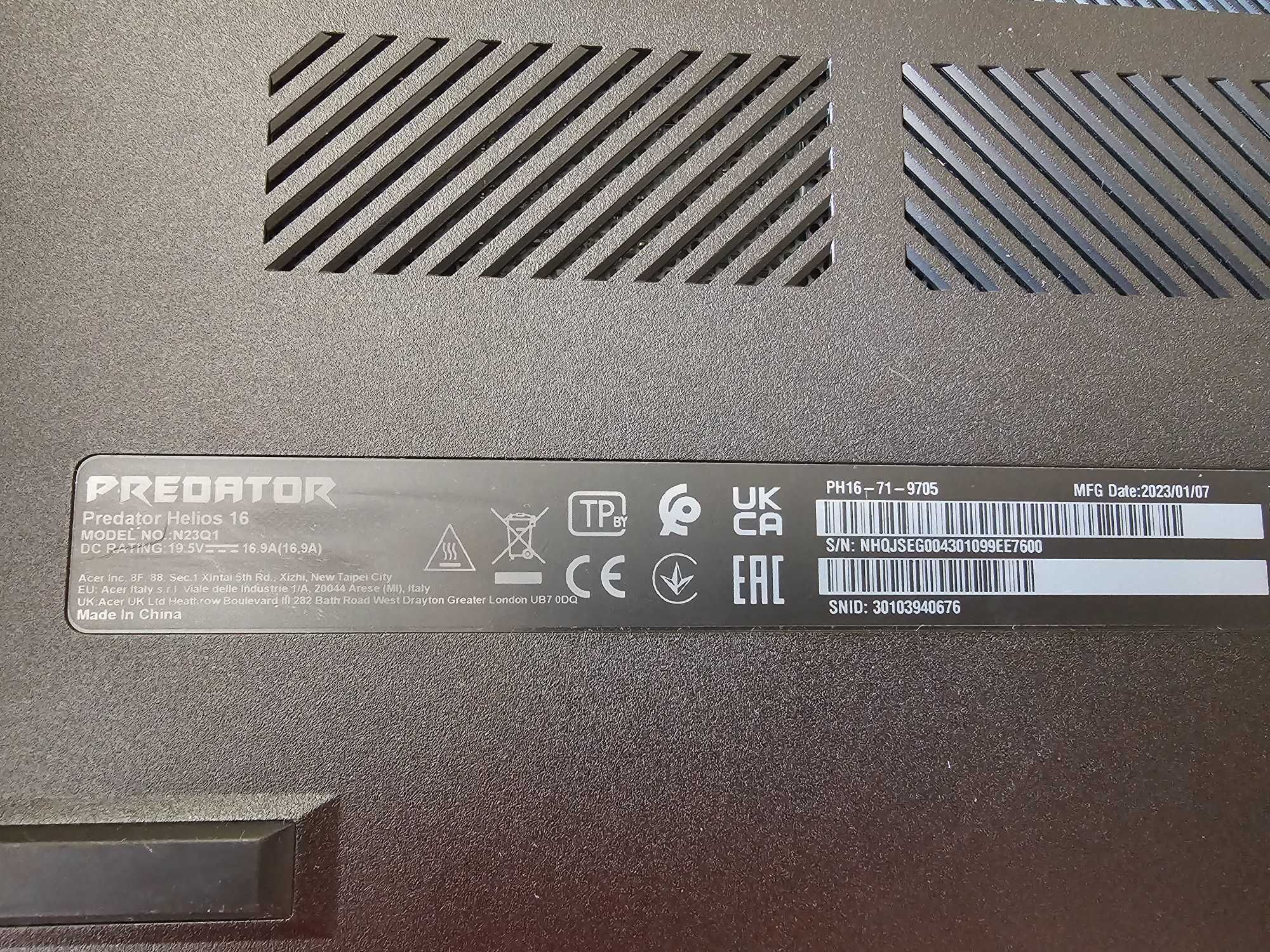Acer Predator Helios 16 | Intel i9-13900HX | 64GB DDR5 | QHD+ 240Hz