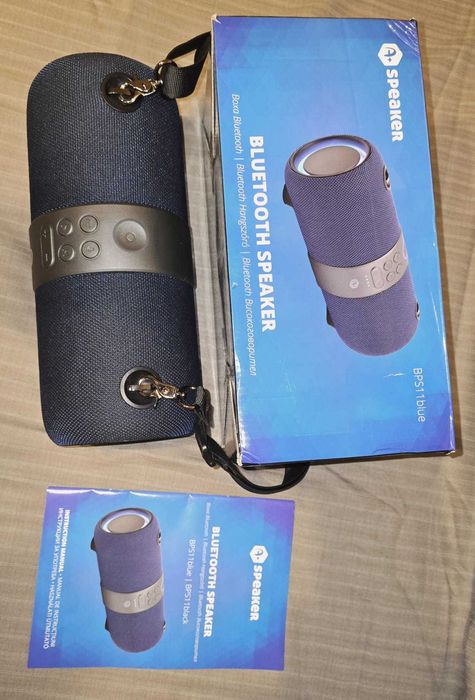 Boxa portabila bluetooth A+ IPX6, USB port, blue