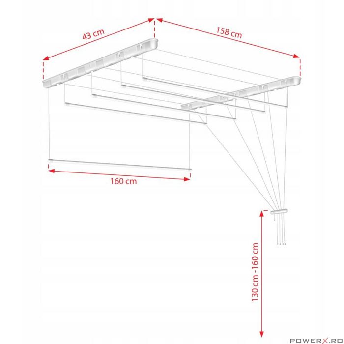 Uscator rufe de tavan 5x160 cm Sepio