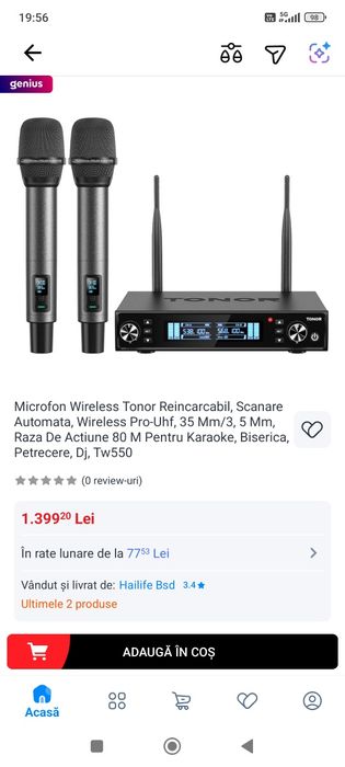 Microfon wireless tonor profesional nou