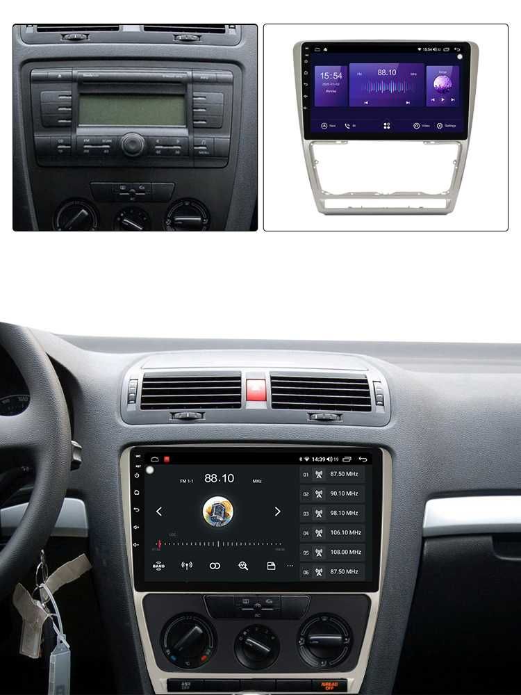 Navigatie Android 13 SKODA OCTAVIA 2  1/8 Gb Waze CarPlay + CAMERA