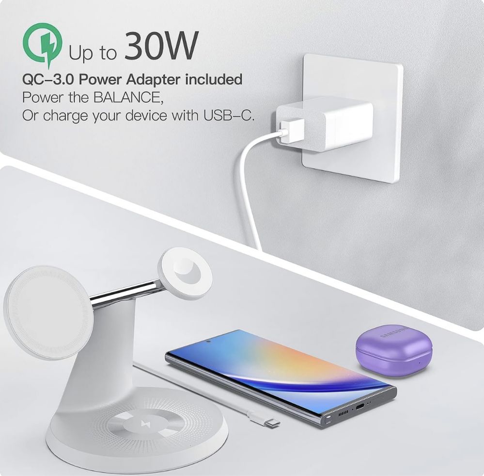 3в1 магнитно безжично зарядно за iPhone, iWatch, AirPods