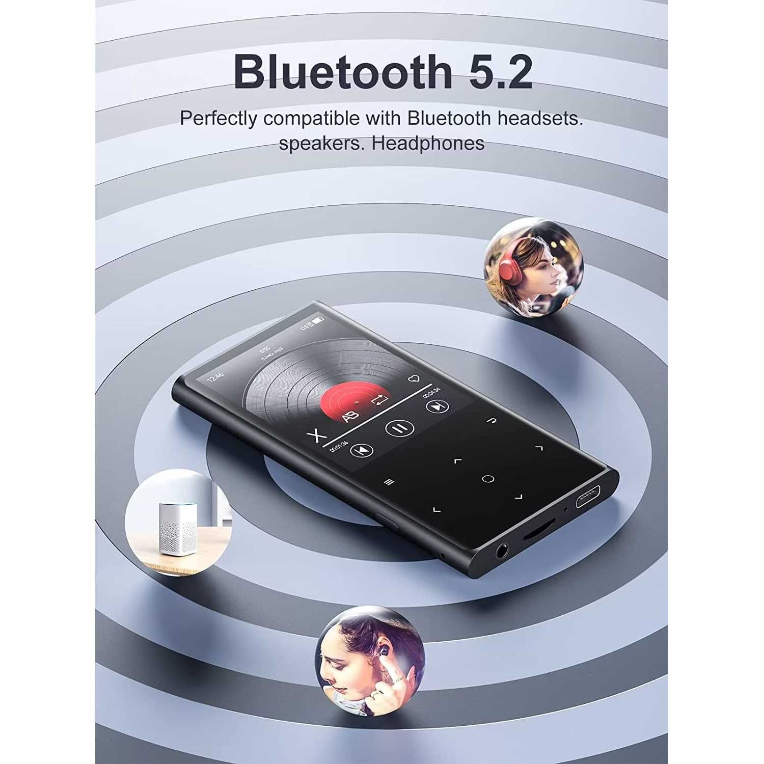 MP3 Player Bluetooth 5.2, HiFi, Difuzor, suporta card pana la 128 GB