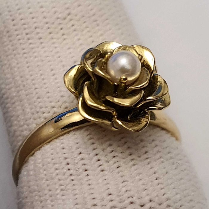 M60 Inel Aur 14K Cu Perla Naturala Akoya