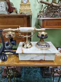 Уникален антикварен холандски телефон от оникс и позлатен бронз