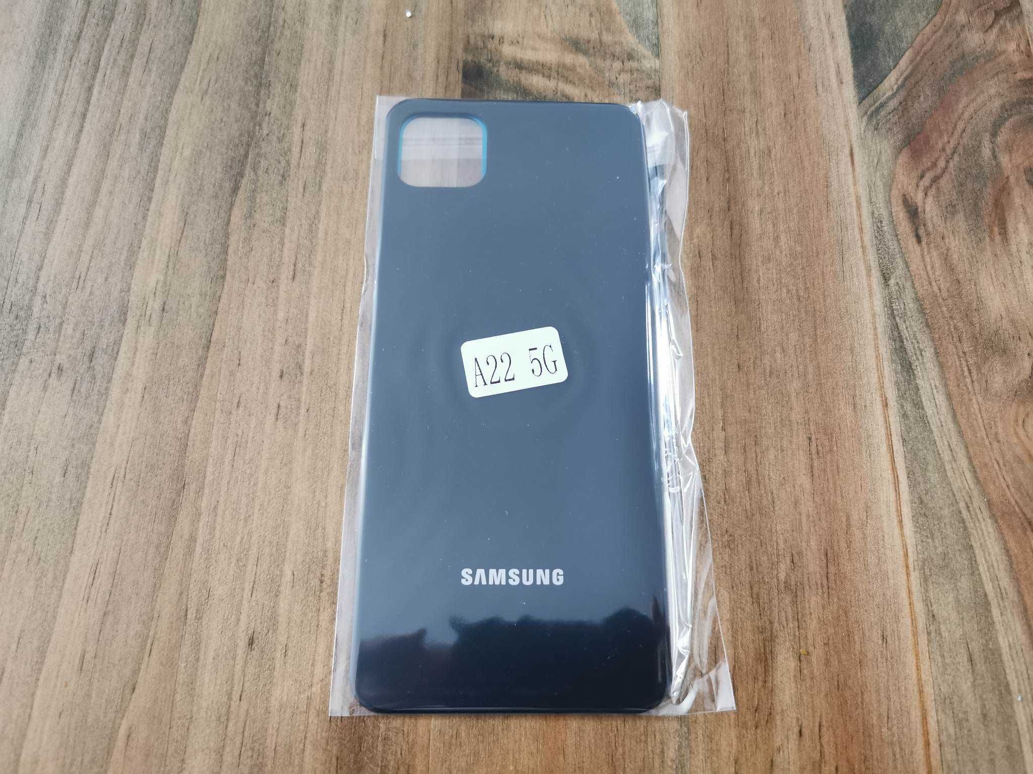 Capac spate carcasa Samsung Galaxy A22 5G negru sticla + adeziv