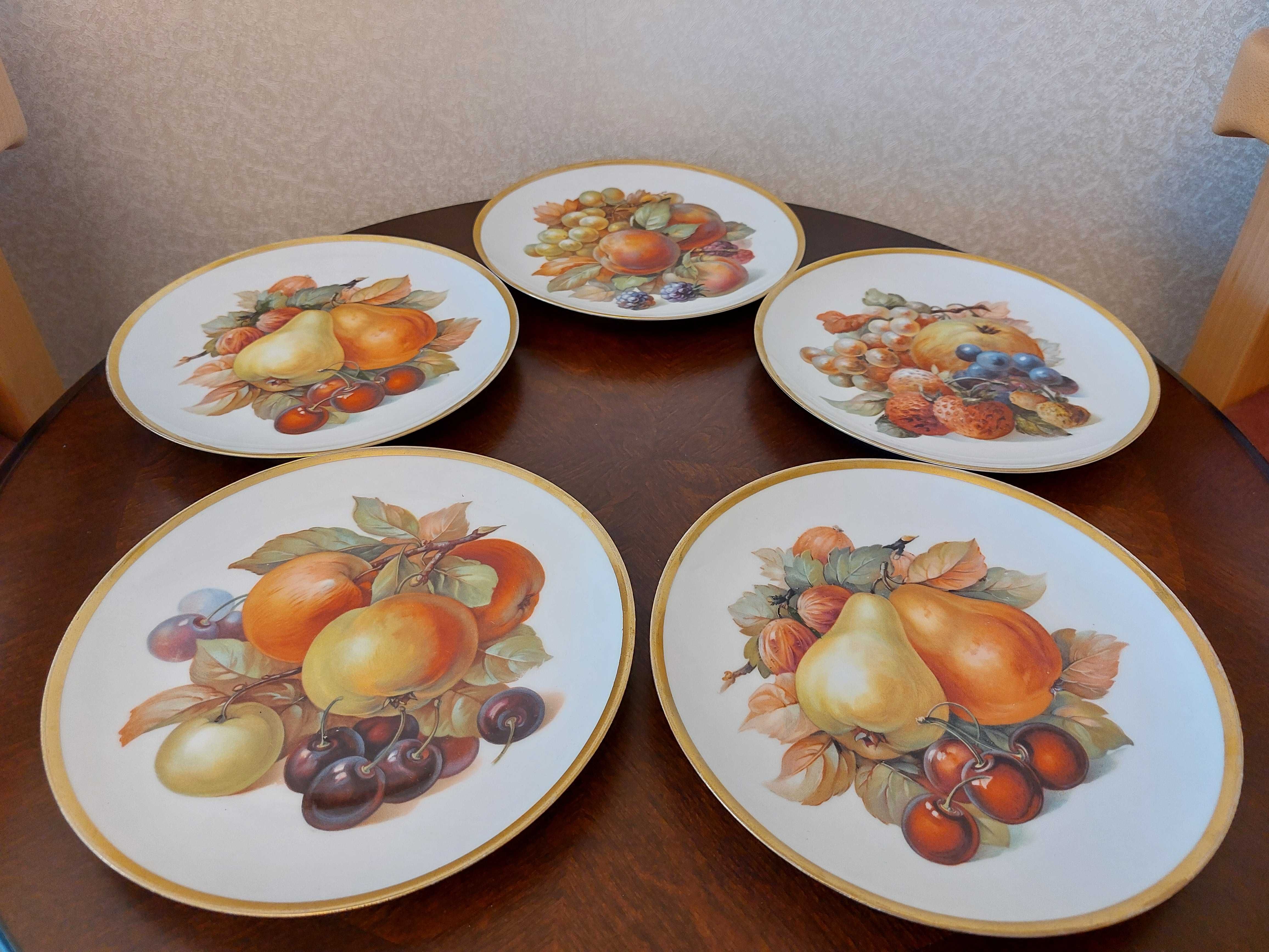 Set 5 farfurii decor fructe portelan vintage Zeh Scherzer Bavaria