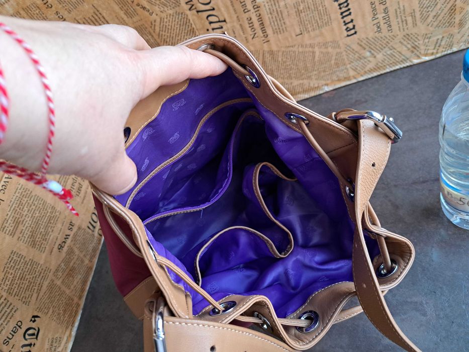 дамска чанта Navyboot /тъмно червено,торба-естествена кожа,като Нова!