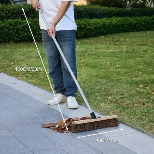 Метла Градинска твърда четка дълга метална дръжка за външно почистване