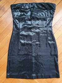 Официална черна рокля с пайети