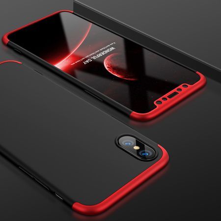 Husa iPhone X GKK 360 Full Protection, Neagra / Rosie