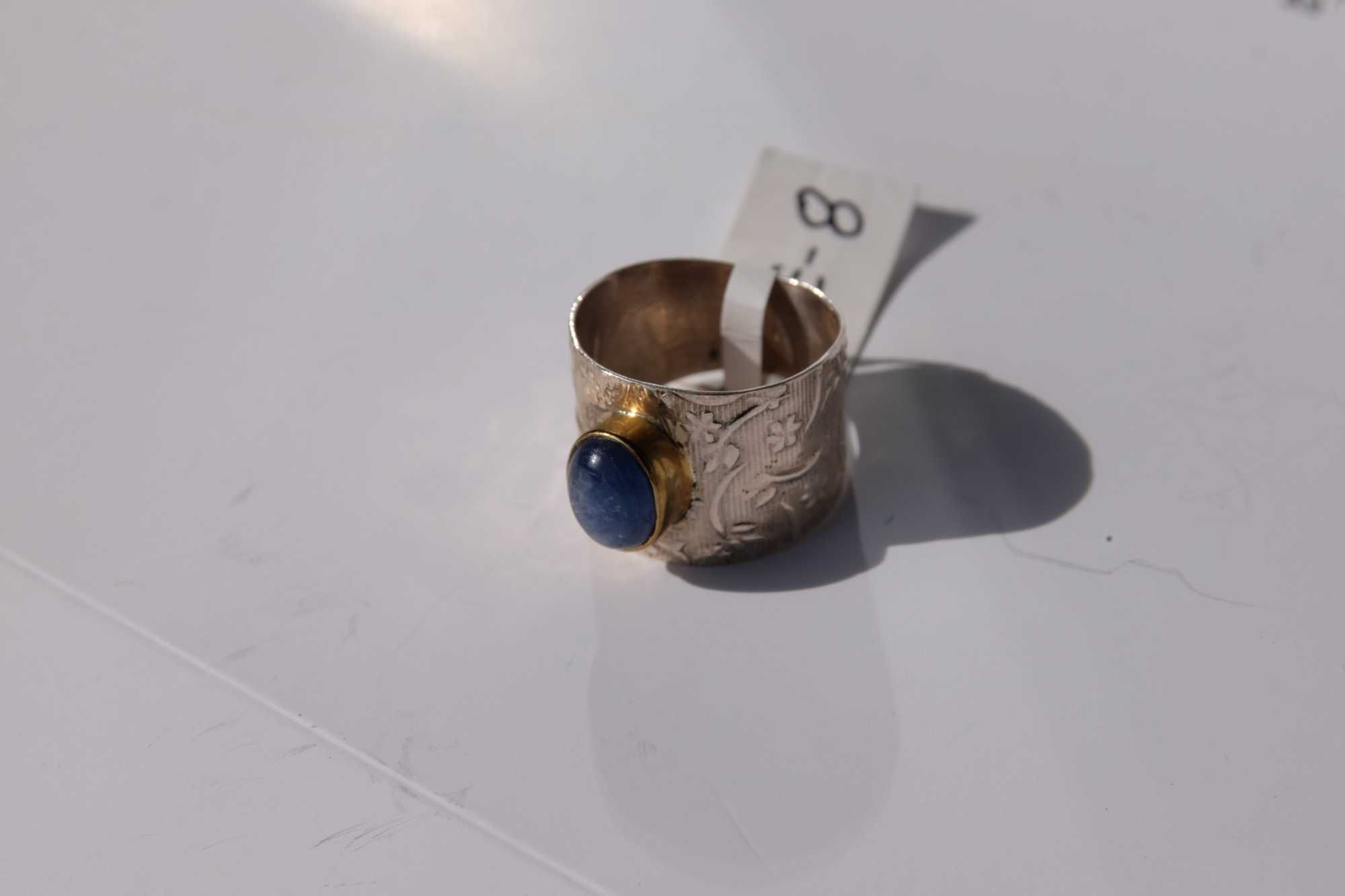 Сребърен пръстен с камък мокаит/ кианит