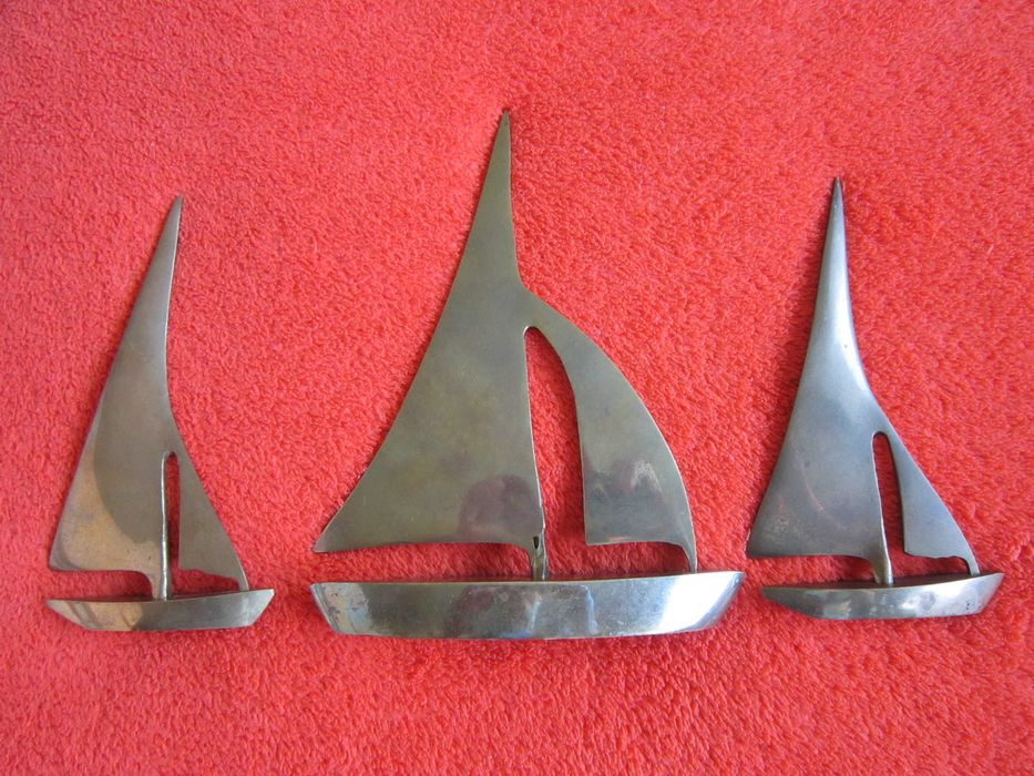 cadou deosebit rar Mid Century Modern Barca cu Panze bronz masiv
