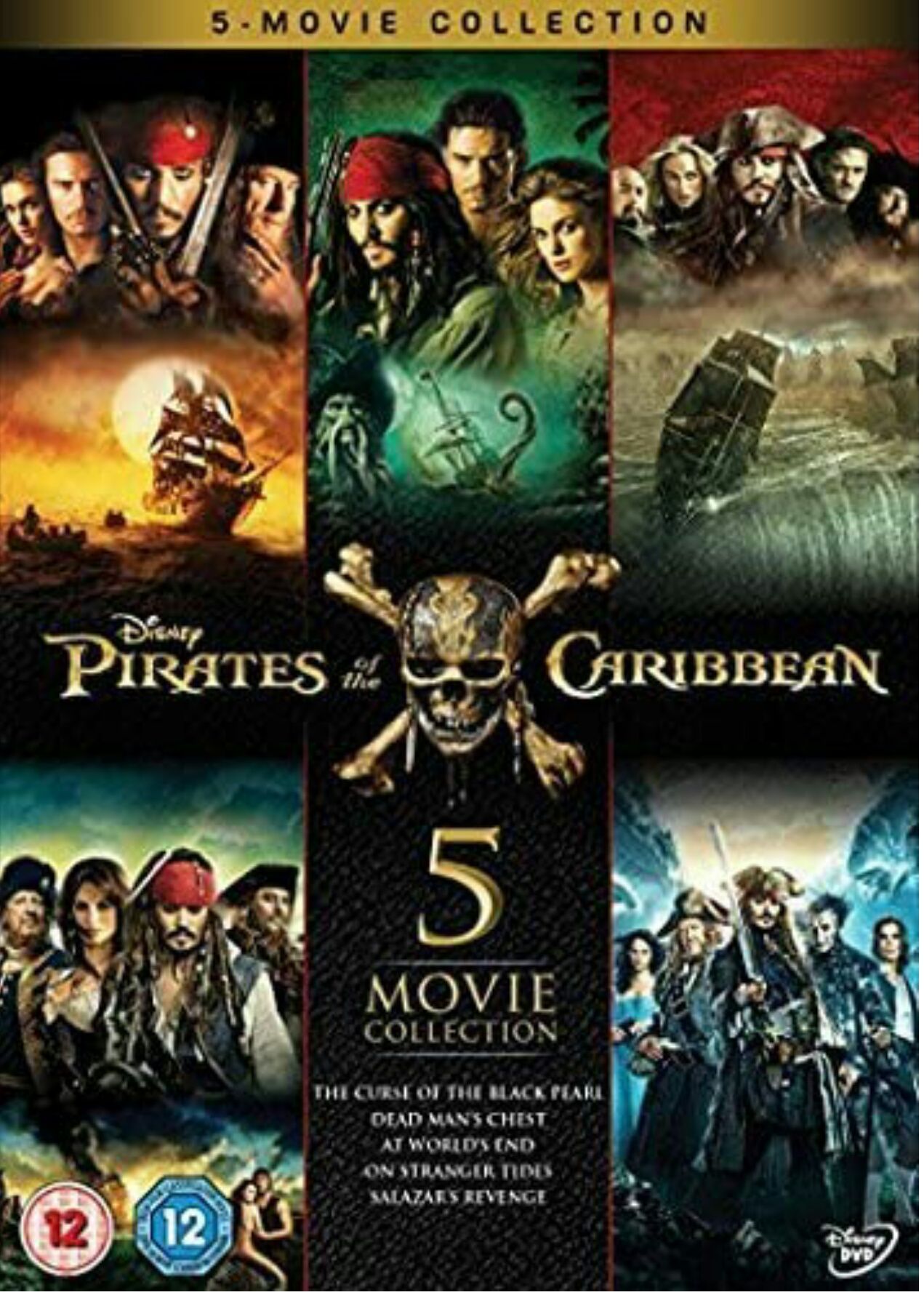 Filme Pirates of the Caribbean 1-5  [DVD]  Originale