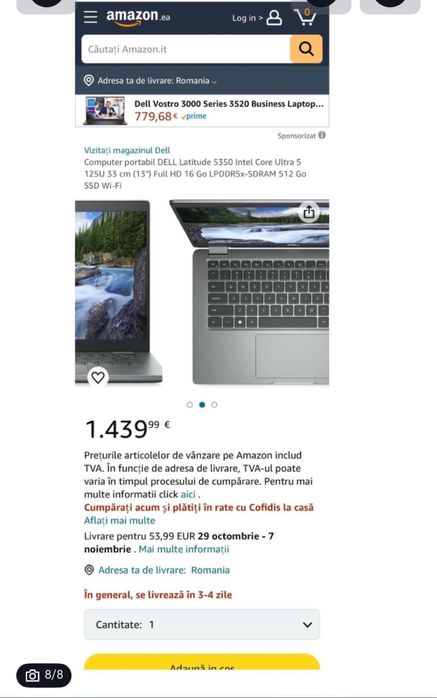 Laptop 2 in 1  Dell Latitude 5350  Touch 13,3” I7 1365U 512GB 32GB Nou