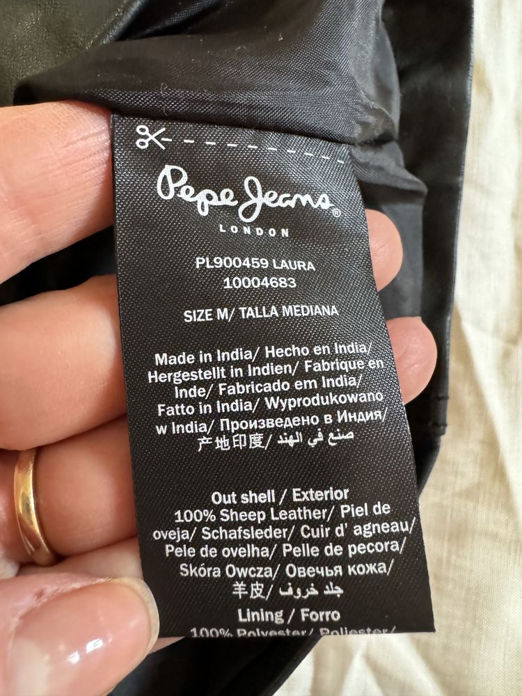 Fusta piele naturala Pepe Jeans neagra