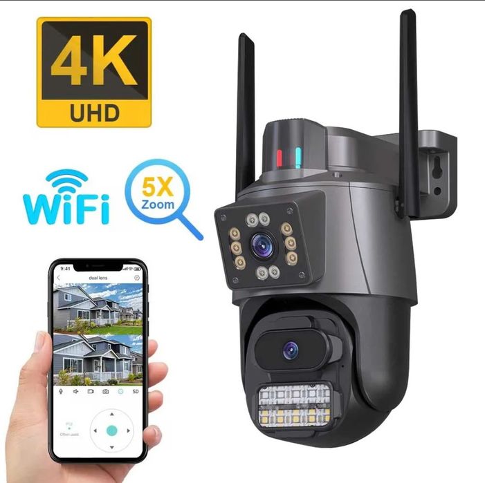 Cameră supraveghere exterior, Wifi, 4K (Ultra HD) 8MP, PTZ, ICsee