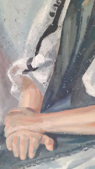 Tablou vechi, ulei pe carton 73x52 cm
