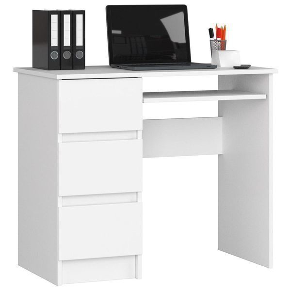Компютърно бюро, ляво, с 3 чекмеджета и поставка за клавиатура 90x77х5