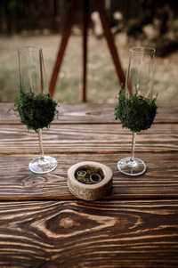 Сватбени чаши, горски със зелен мъх