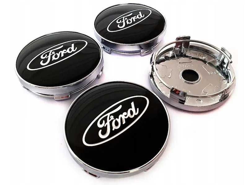 Set 4 Embleme Capace Jante Ford 60mm Capacele Roti Negru / Albastru