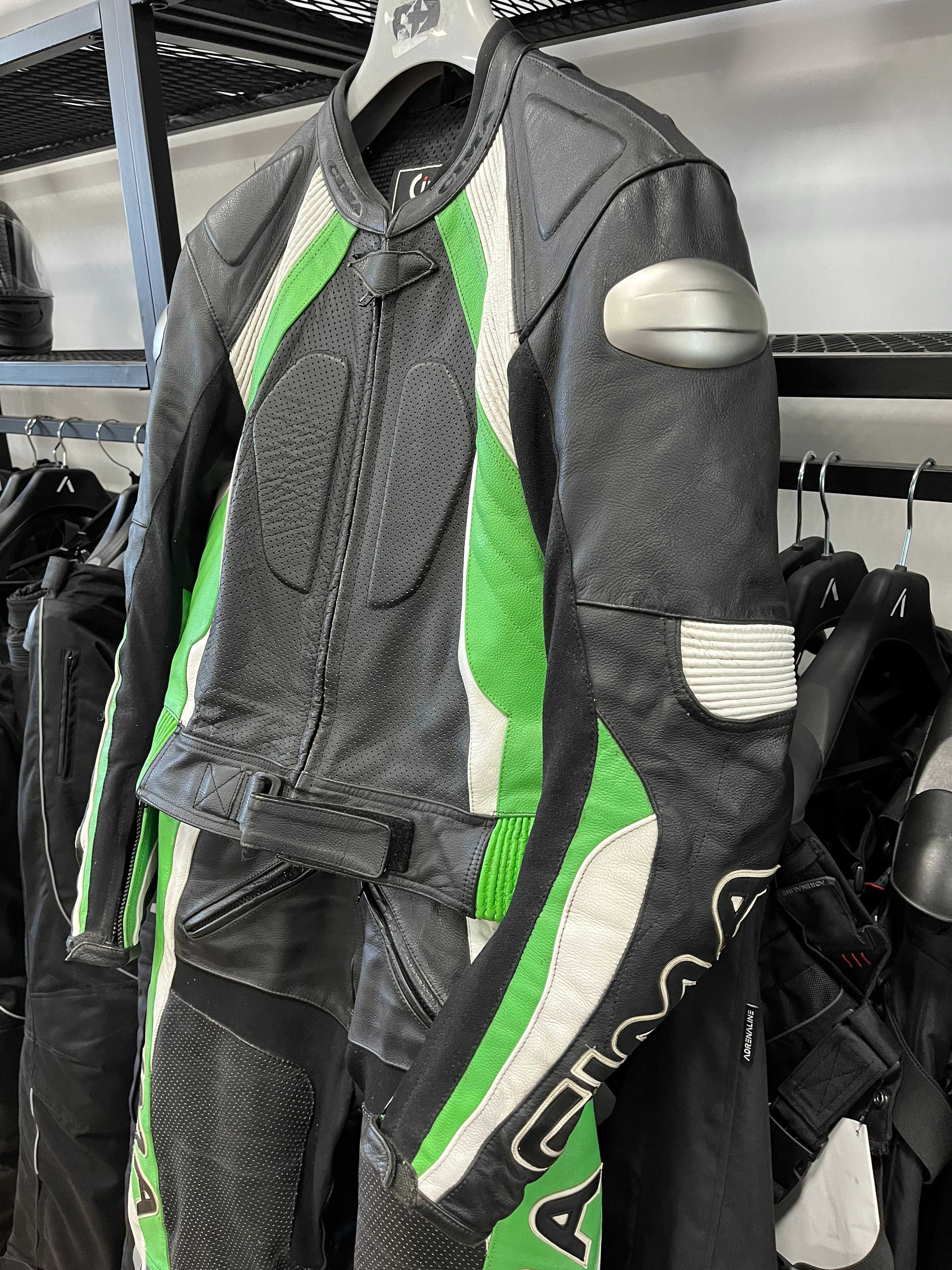 Кожен мото екип CIMA Racing,2 части ,M-50,гърбица,протектори,като нов