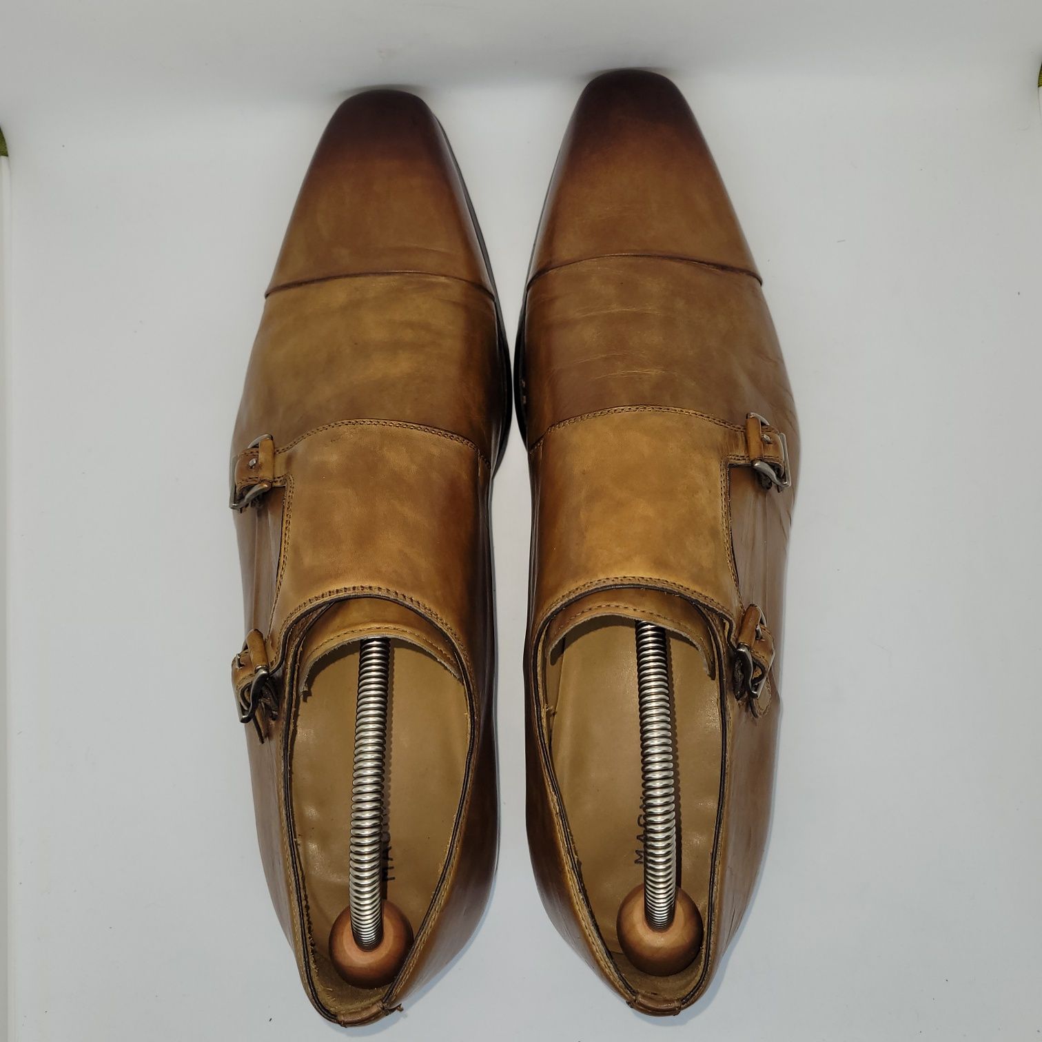 Magnanni Double Monkstrap Shoes Light Brown Leather, EU 43
