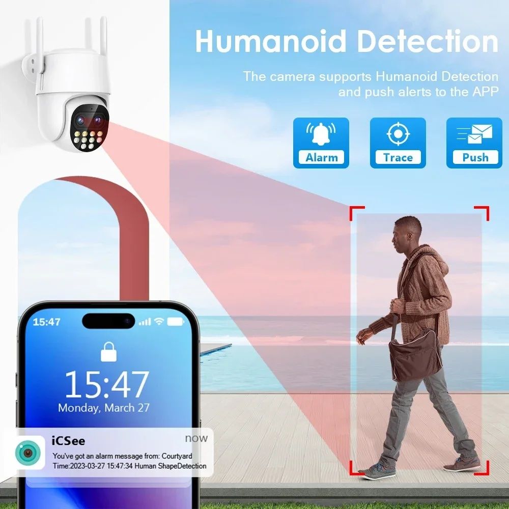 audio IP камера H.265 Wifi 8MP IP camera 4К HD PTZ auto tracking