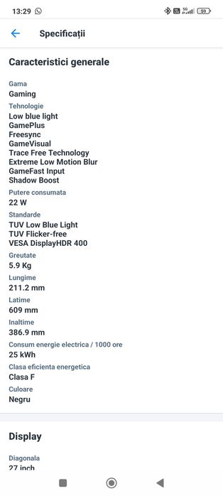 Monitor gaming 27" nou in garantie