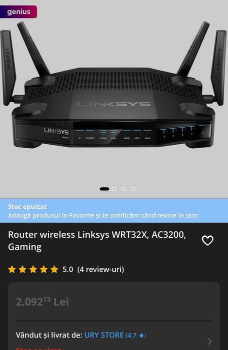 Router wireless Linksys WRT32X, AC3200, Gaming