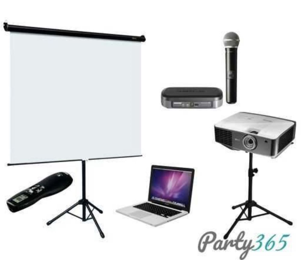 Прокат проектор экран, колонки и микрофоны