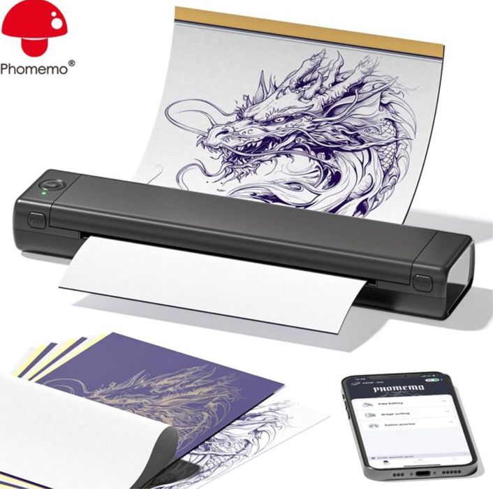 Imprimantă tatuaj Phomemo M08F A4 + 10 foi - Nou,Sigilat
