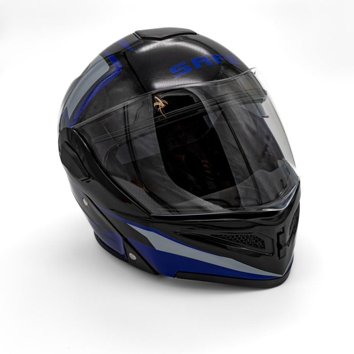 Каска за мотор SAFE модуларна с очила BLUE