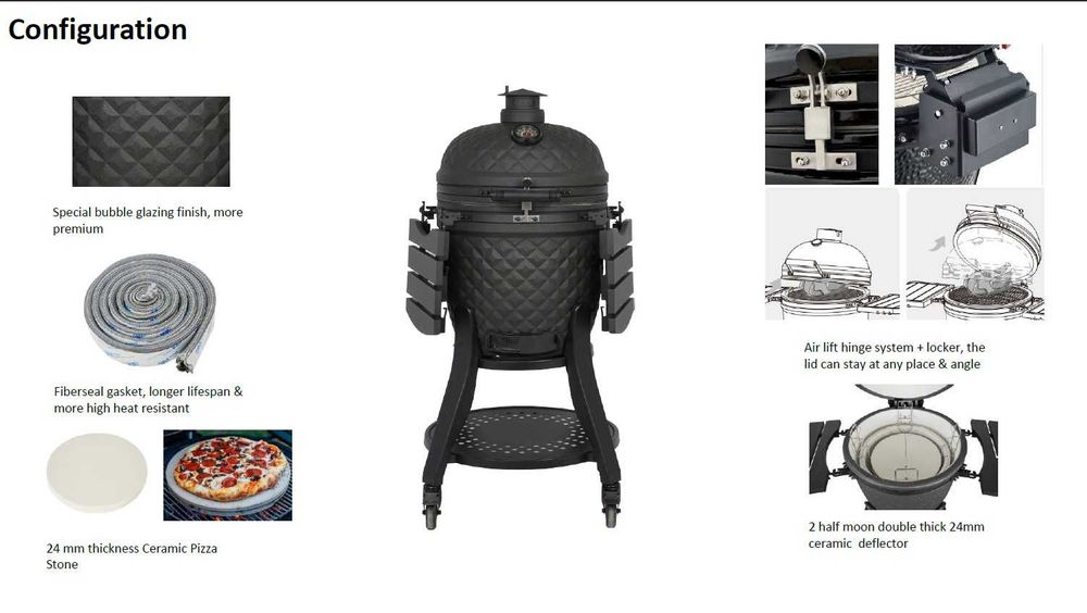 22" Керамично барбекю KAMADO GRILL EGG пълен комплект *New Model 2025*