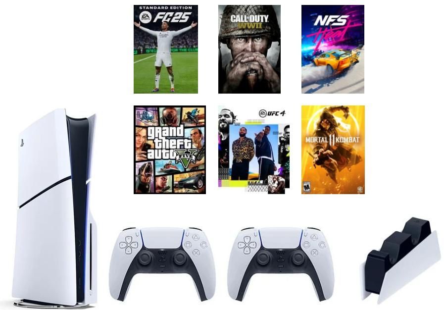 PlayStation 5 + 6 игр + 2 геймпада + зарядная станция