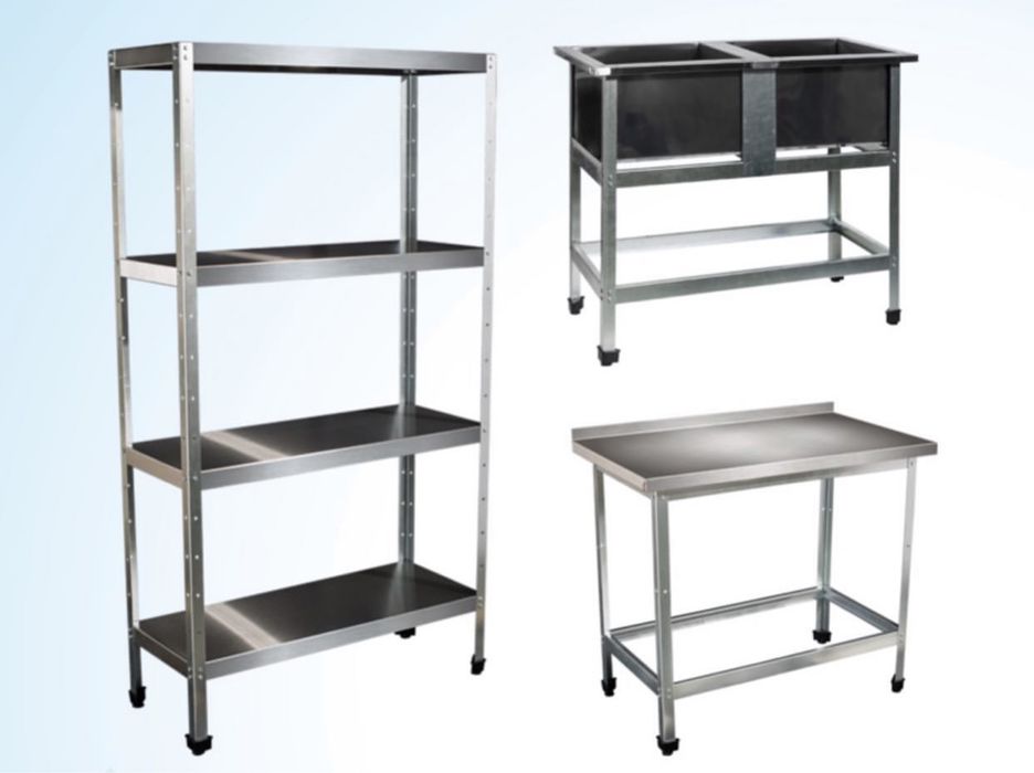 Стеллаж стол ванна моечная.