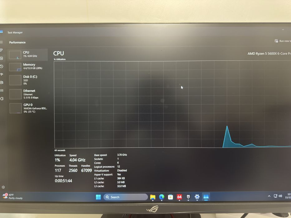 PC Gaming ryzen 5 5600x RTX 3060 1TB SSD nvme 16GB