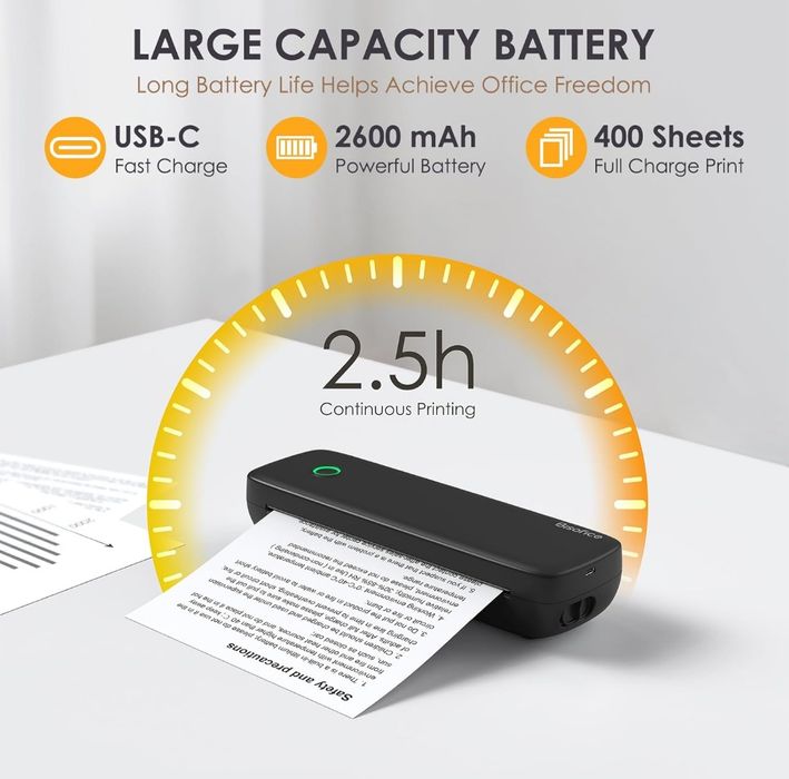 Bisofice L81 Imprimantă Termică Portabilă A4 – Wireless, Cu 3 Role