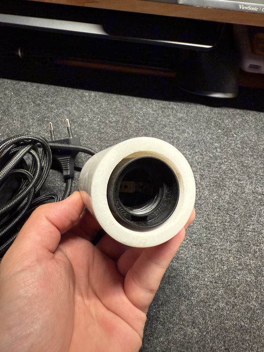 Lustra din marmura, alb, 5.5x8cm, cablu 3.5m