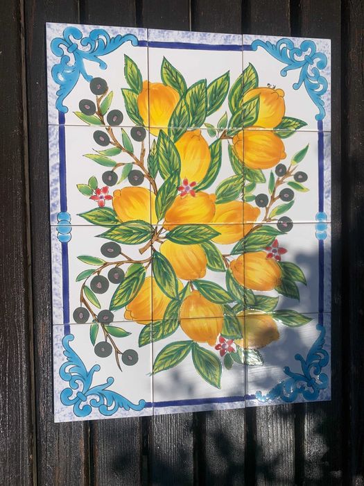 Masuta decorativa handmade faianta spaniola, 45x60 cm blat