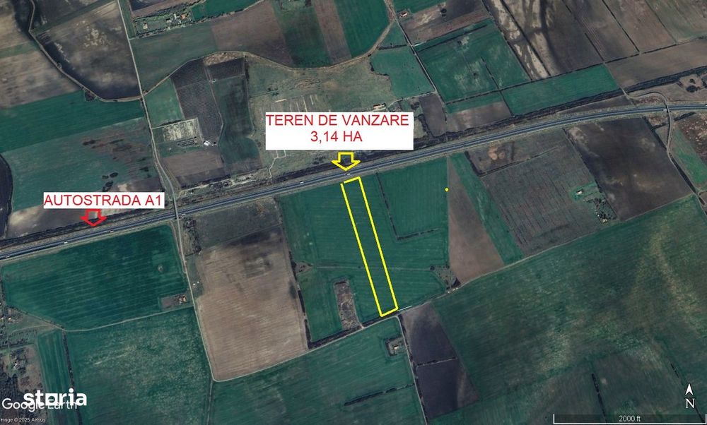 3,14 ha teren langa autostrada A1 - Arad